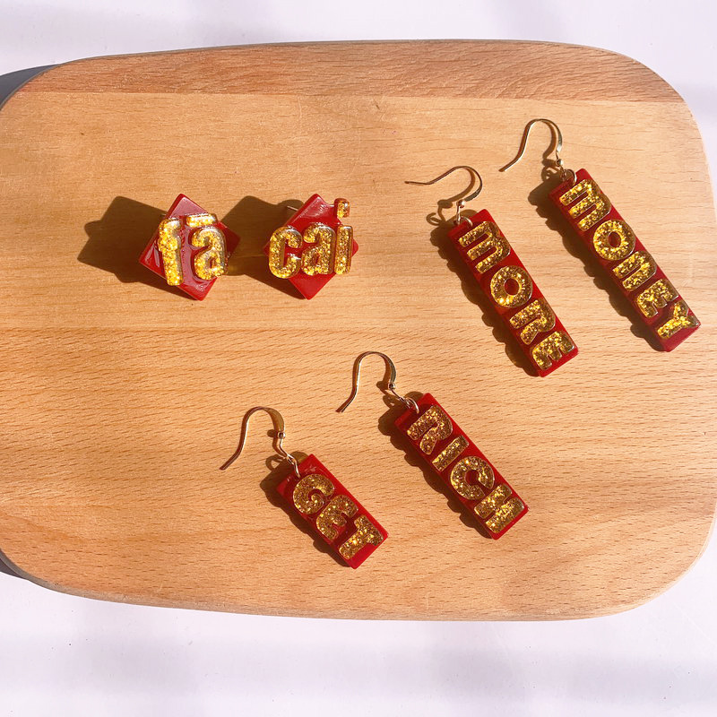 creative genuine acrylic earrings with letters