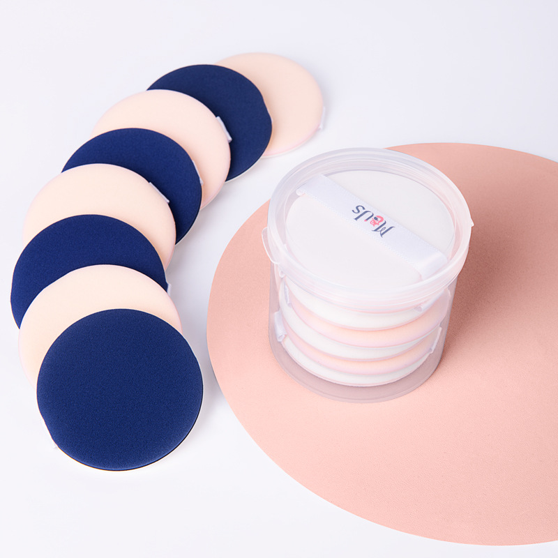 US-Kyrgyz air cushion Powder puff sponge Wet and dry Dual use two sides Makeup tool Beauty circular Silk ribbon customized wholesale