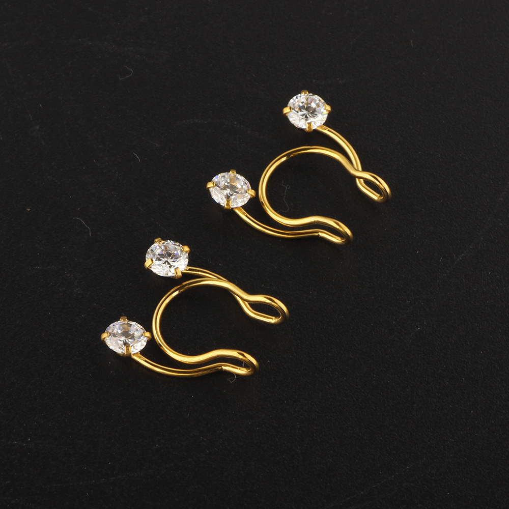 Stainless Steel Fake Nose Ring Zircon Nose Piercing Jewelry Body Nose Clip detail image 12