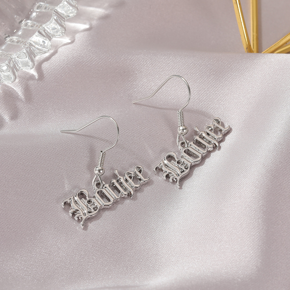 Creative New  Personalized English Alphabet Earrings display picture 5