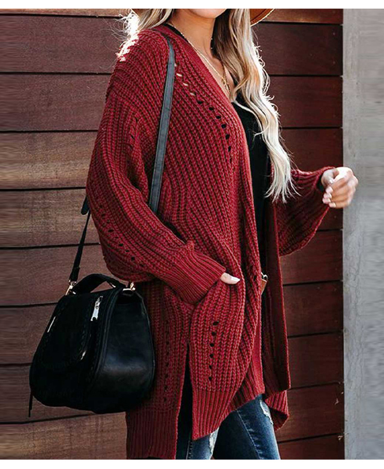 women s autumn and winter new mid-length solid color coat loose sweater coat  NSSI2330