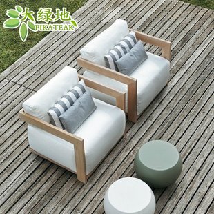 Nordic teak outdoor Villa outdoor courtyard balcony leisure sofa outdoor hotel anti-corrosion solid wood modern furniture