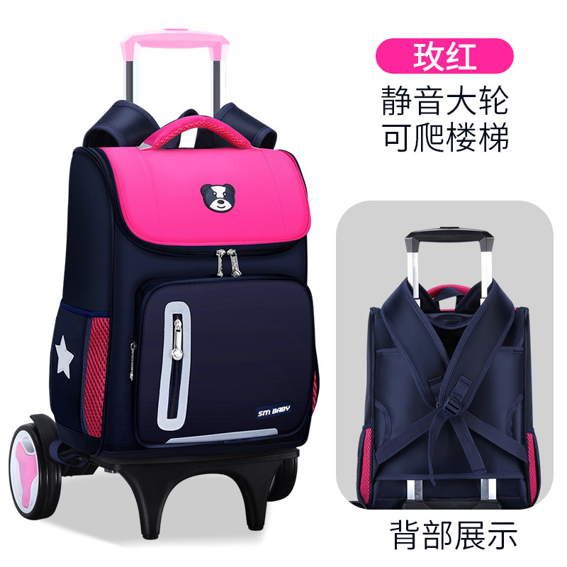 Fábrica de la escuela primaria estudiante carretilla mochila personalizada de tres ruedas de seis ruedas desmontable de doble uso escalera escalada personalizada impresa LOGO