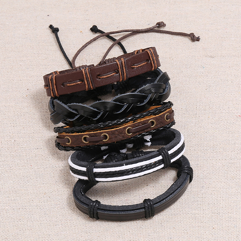 Retro Woven Bracelet Cross-border E-commerce  Diy Cowhide Bracelet Jewelry Wholesale display picture 3