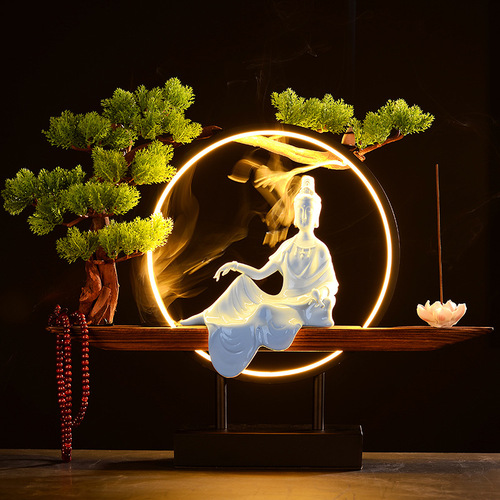 New Chinese style Guanyin Buddha statue ceramic Zen living room decorations entrance hall home accessories desk backflow incense crafts