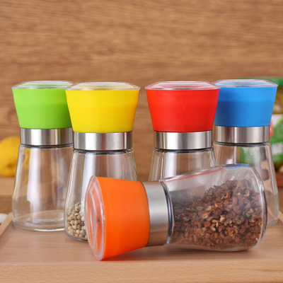厂家供应手动胡椒玻璃研磨器 调味瓶厨房用品黑胡椒研磨器玻璃瓶