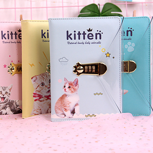 Password book creative cartoon cute girl diary notebook cover simple with lock handnotebook thick student
