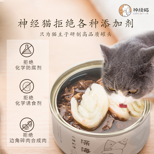 Nervous Cat Canned Adult Cats and Kittens Wet Food Tuna Pet Cat Snacks Wonderful Nutrition Pack 85g*12 Cans