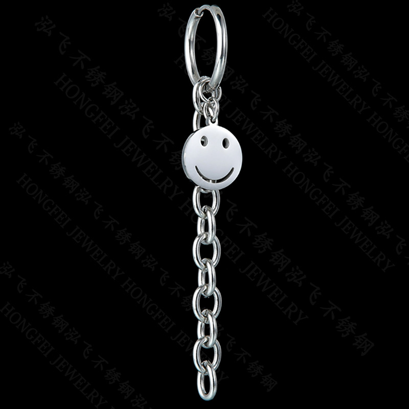 Smiley Face Long Chain Titanium Steel Earrings  Wholesale Nihaojewelry display picture 3