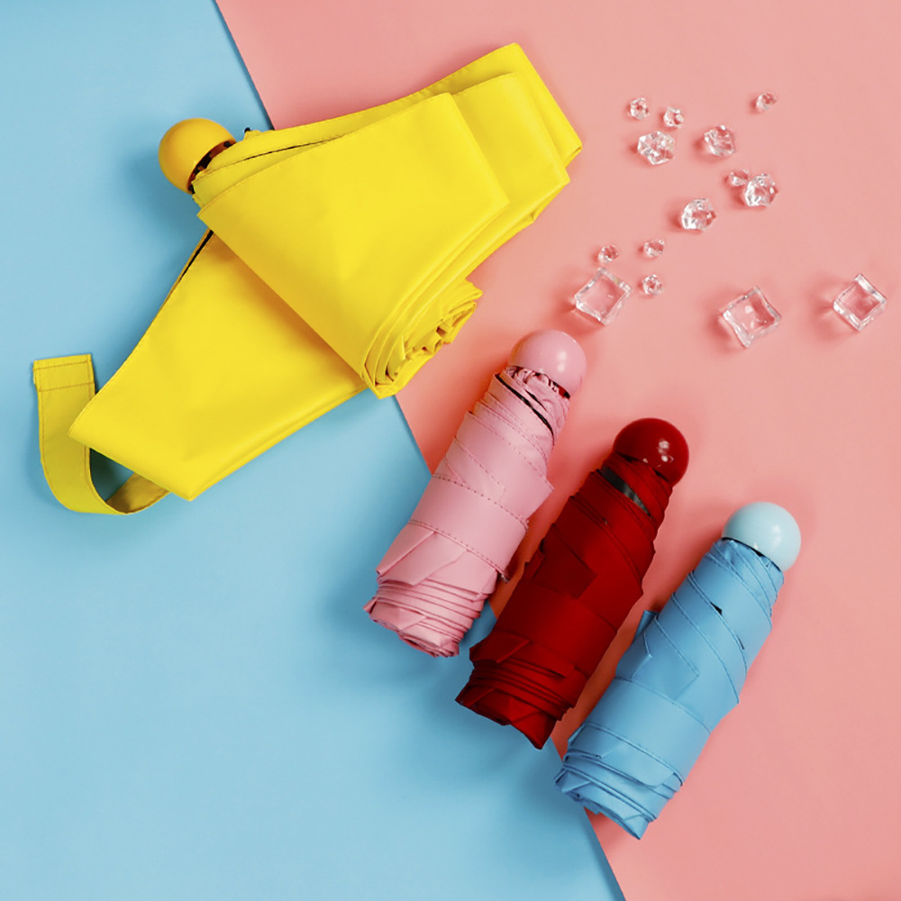 迷你胶囊雨伞五折黑胶伞 男女折叠太阳伞遮阳晴雨伞