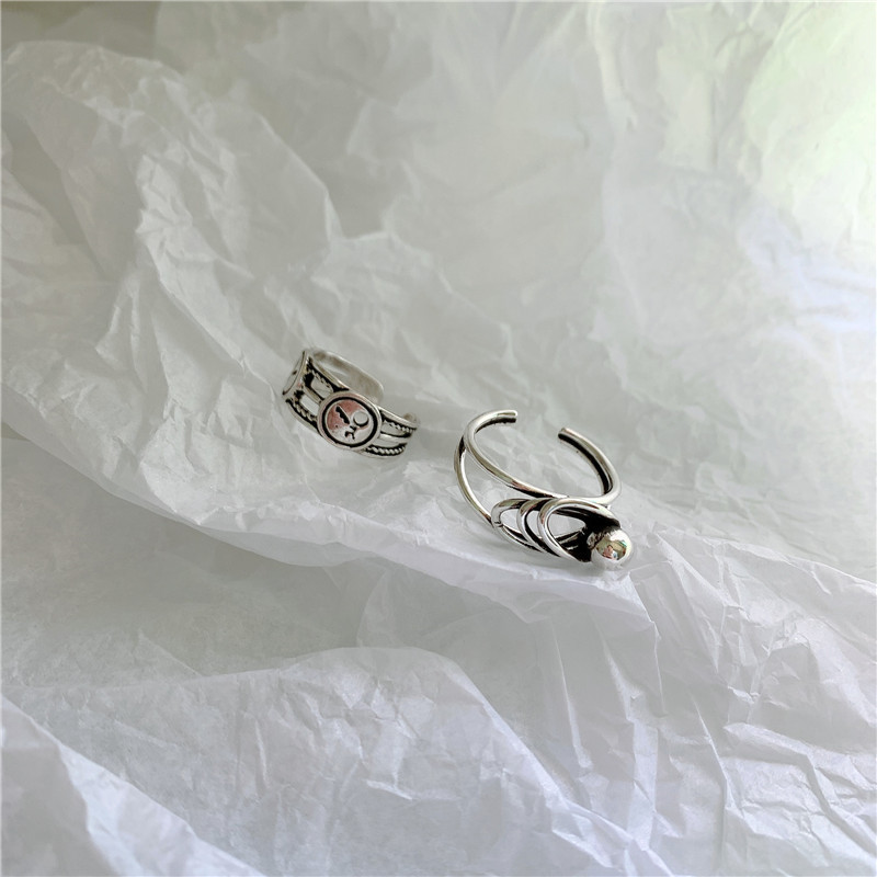 einfaches 925 Silber Retro Brief Ring Setpicture9