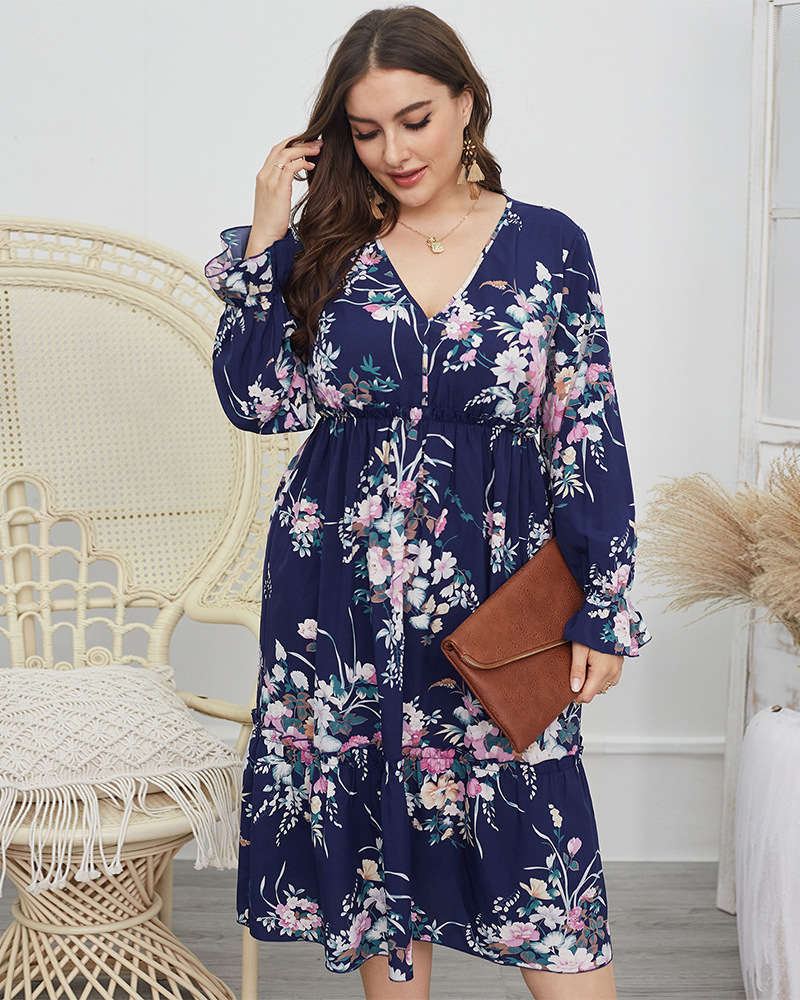 plus size printing dress NSQH18347