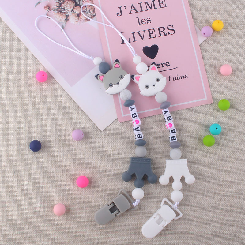 Directo de fábrica de silicona chupete cadena bebé zorro de silicona mordedor juguete molar AliExpress Amazon comercio exterior