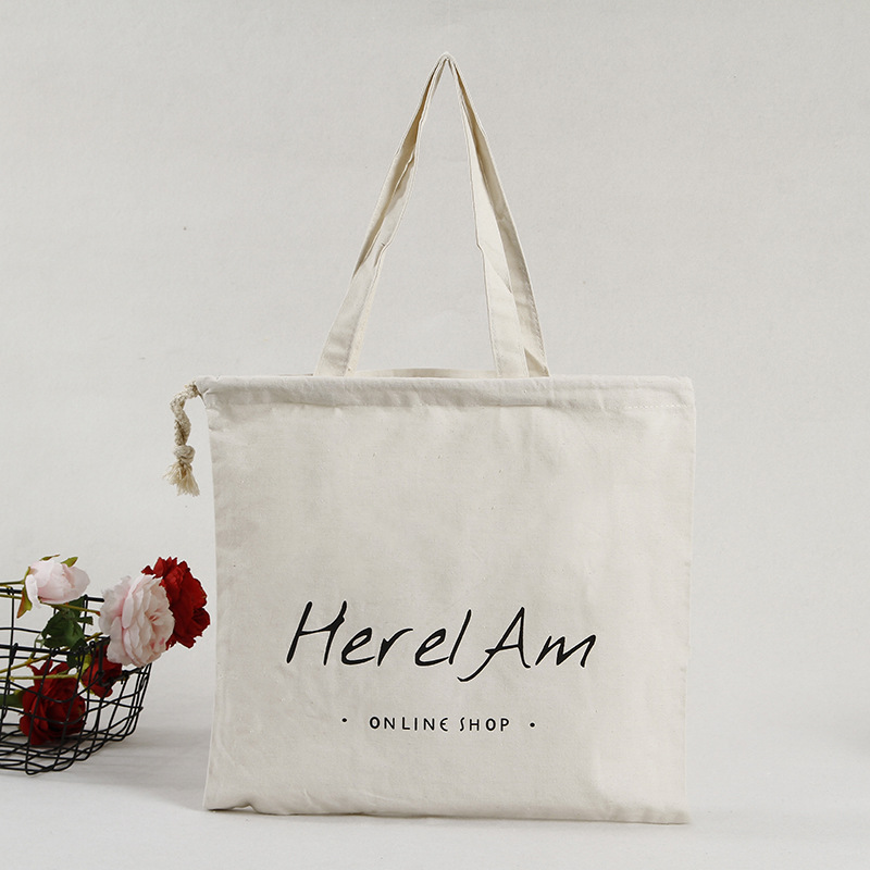 厂家定制购物棉布袋广告印花收纳抽绳袋手提帆布袋定制加印logo