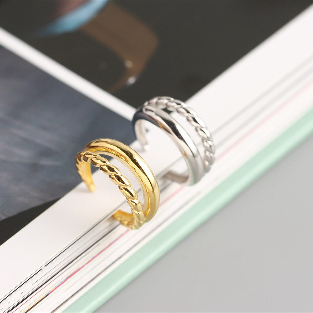 Tyj0289 Japanese and Korean Style S925 Sterling Silver Ins Minimalist Geometric Double-Layer Glossy 