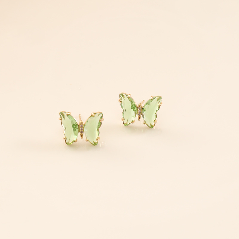 Boucles D&#39;oreilles Papillon En Diamant Incrusté De Zircons Colorés display picture 2
