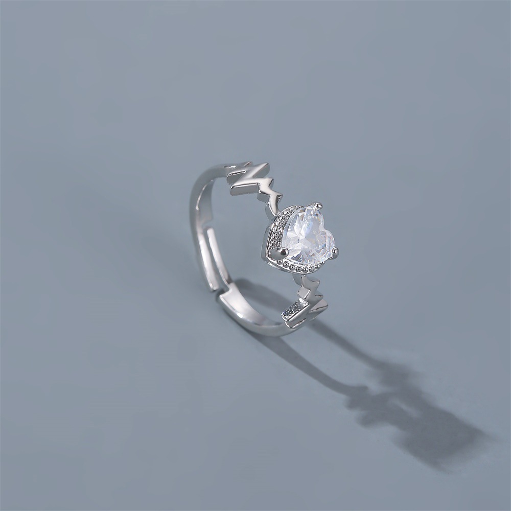 Nouvelle Bague Créative Ecg Amour Anneau Zircon Coeur Anneau Bijoux En Gros Nihaojewelry display picture 5