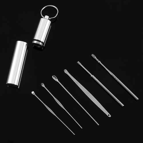 Dazhan Portable Stainless Steel Ear Digging Spoon Ear Digging Artifact Ear Picking Tool 6-piece Set Ear Digging Pliers Spoon Manufacturer