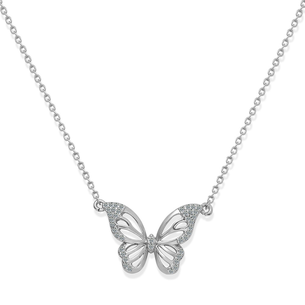 Korean Fashion  Copper Inlaid Zirconium Butterfly Simple Creative Fashion Full Diamond Luxury Copper Necklace Wholesale display picture 18