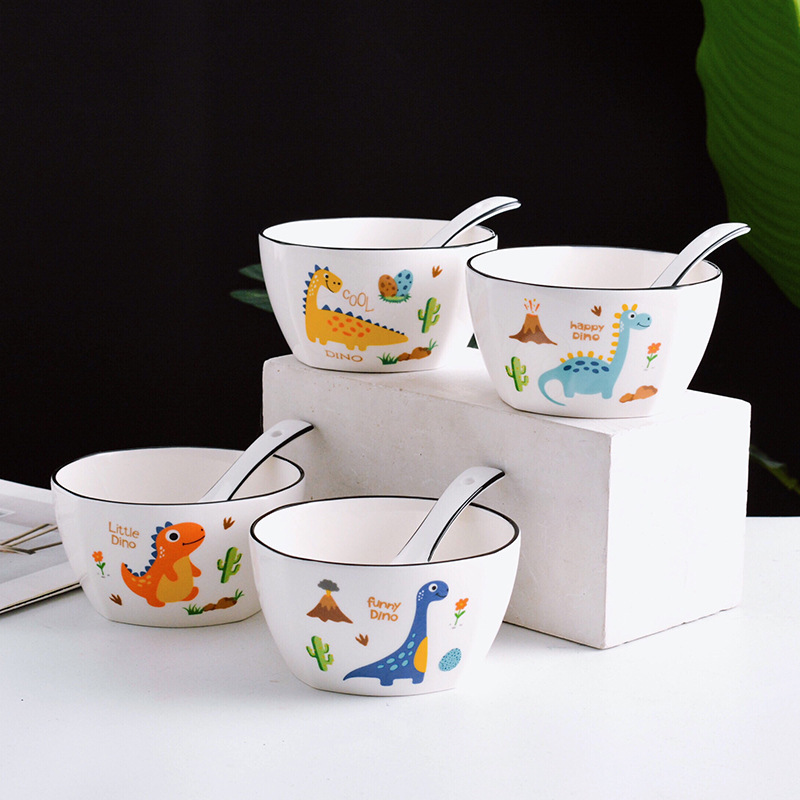Creative cartoon dinosaur square bowl ceramic family special bowl gift Bowl logo custom a generation of hair