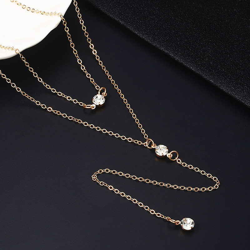 Europe And America Cross Border Hot-selling Ornament Personality Trend Summer Sexy Necklace Shiny Diamond Tassel Women's Necklace Clavicle Chain display picture 5