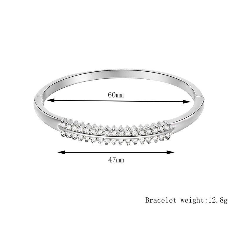 Double-row Diamond Bracelet Zircon Micro-inlaid Diamond Fine Ring Strip Alloy Jewelry Wholesale Nihaojewelry display picture 2