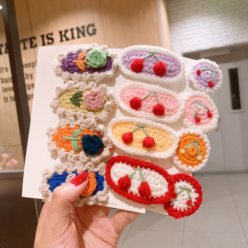 Korean Children's Wool Fruit Cherry Hairpin Girl Flower Bb Clip Braided Lace Hairpin Hair Accessories Clip display picture 2