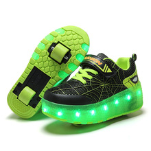 新款USB充电款LED闪灯暴走鞋双轮男女儿童轮子鞋批发代发工厂直供