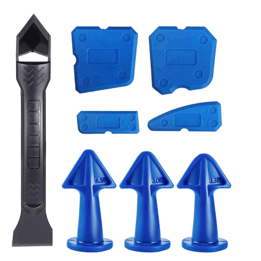 跨境支8件套喷嘴刮板刮刀填缝美缝工具填缝涂抹器玻璃胶修整工具