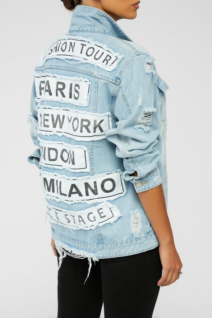 Letter Printed Loose Denim Jacket NSTH80323