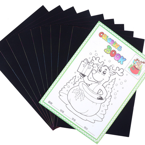 Factory direct sales a4 children's colorful scratch-off paper 50 sheets diy handmade 32K scratch-off paper non-toxic scratch-off paper wholesale