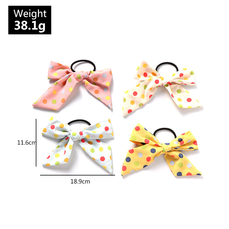 New Bow Hair Tie Wave Dot Fabric Ribbon Hair Rope  Set display picture 2