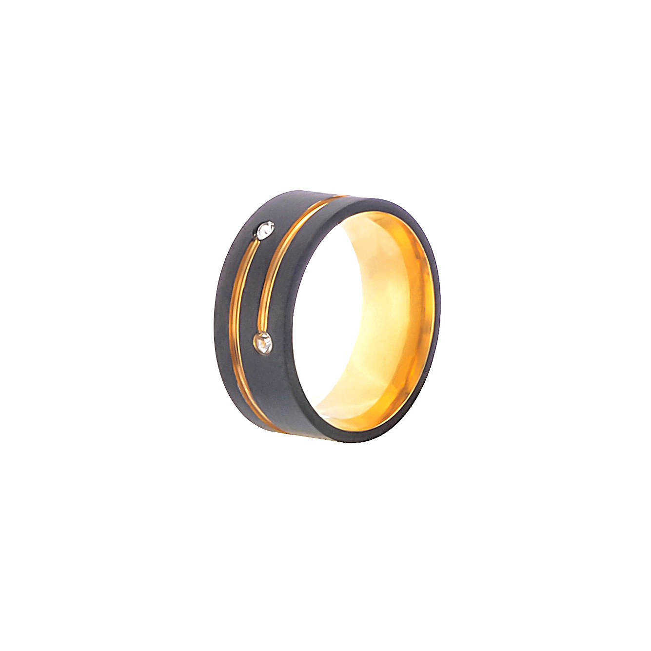Street Occasion Stainless Steel Material Geometric Pattern Modern Style Geometric Stainless Steel Metal Inlay Artificial Gemstones Unisex Rings
