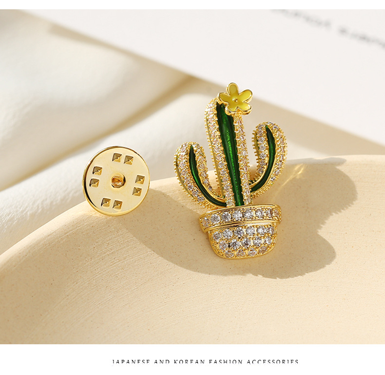 Cactus Brooch Anti-bare Neckline Decoration Small Collar Buckle Pin Brooch Corsage Accessories display picture 6