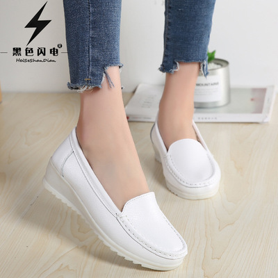 黑色閃電冬季保暖女鞋舒適防滑醫院舒適小白鞋加絨保暖護士工作鞋