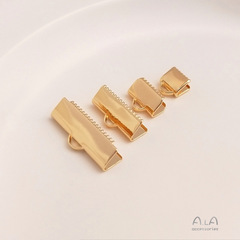 保色14K包金銅鍍真金馬夾扣馬仔扣手工diy收尾扣織帶夾扣飾品配件