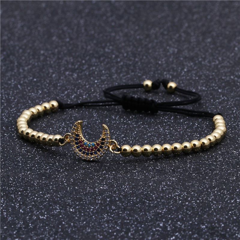 Fashion Copper Micro Inlaid Zircon Moon Zircon Moon Bracelet Women&#39;s Woven Bracelet display picture 4