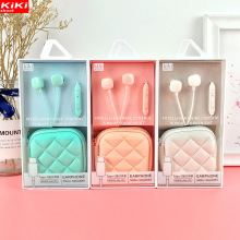 kiki-291入耳式TYPE-C手机线控调音耳机收纳包精品盒装卡通耳麦
