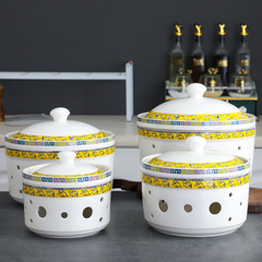 酒店陶瓷酒精蠟燭爐座保溫碗帶蓋遼參鮑魚煲佛跳牆大號翅盅餐具