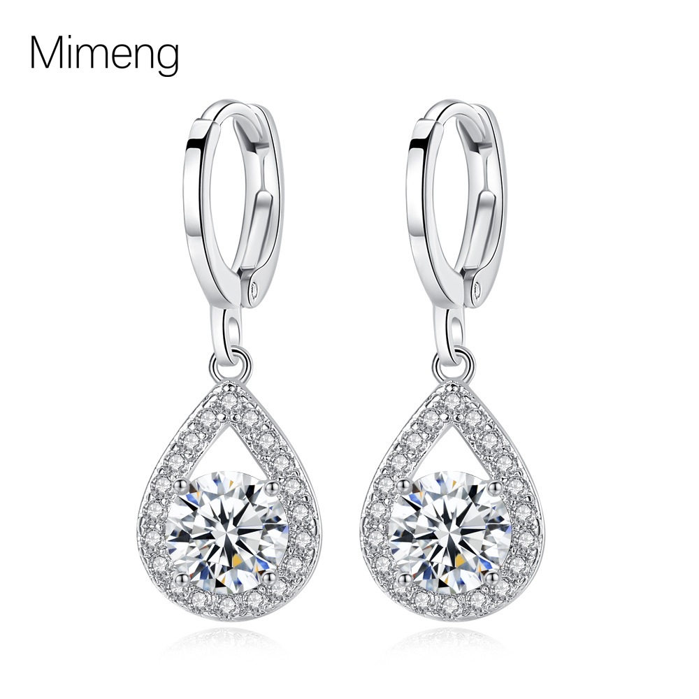 small design earrings drop-shaped with zircon