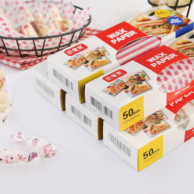 创美烘焙用包装蜡纸汉堡纸三明治包装纸糖果牛轧糖甜品食品包装纸|ru