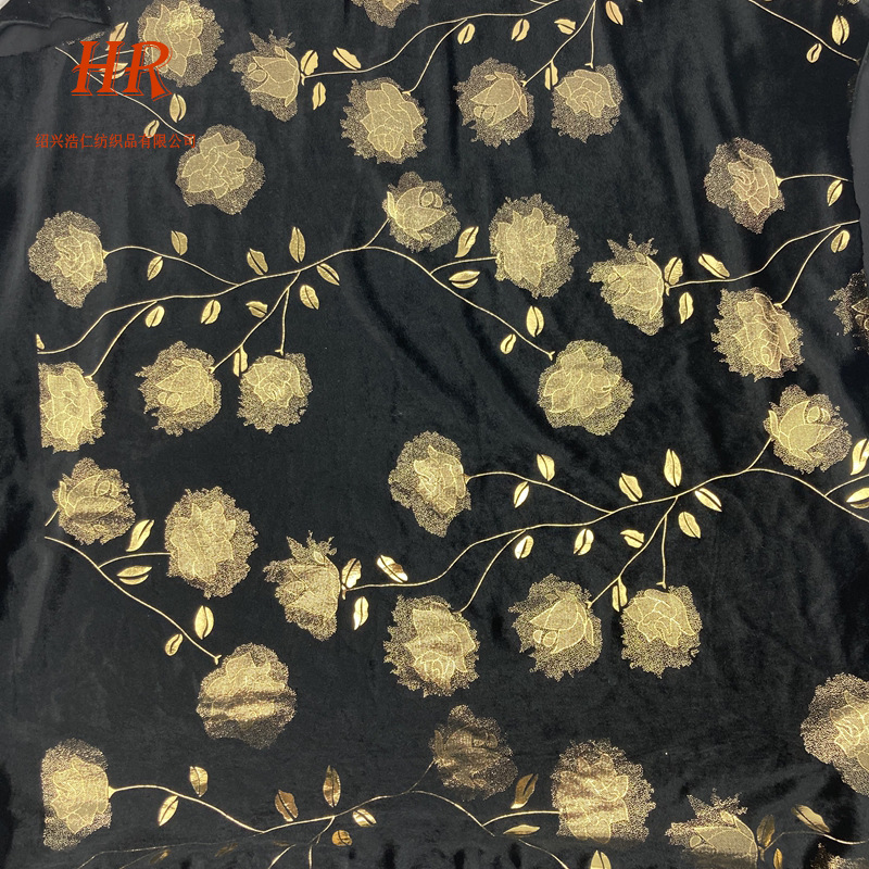 现货供应经编韩国绒烫金绒布 烫金女装时装休闲服装面料批发