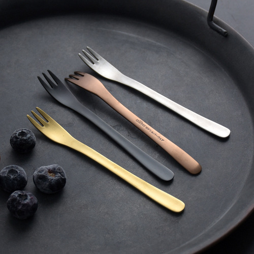 Originated from willow leaf shape design 304 stainless steel three-tooth cake fork dessert fork children's small fork mooncake fruit fork