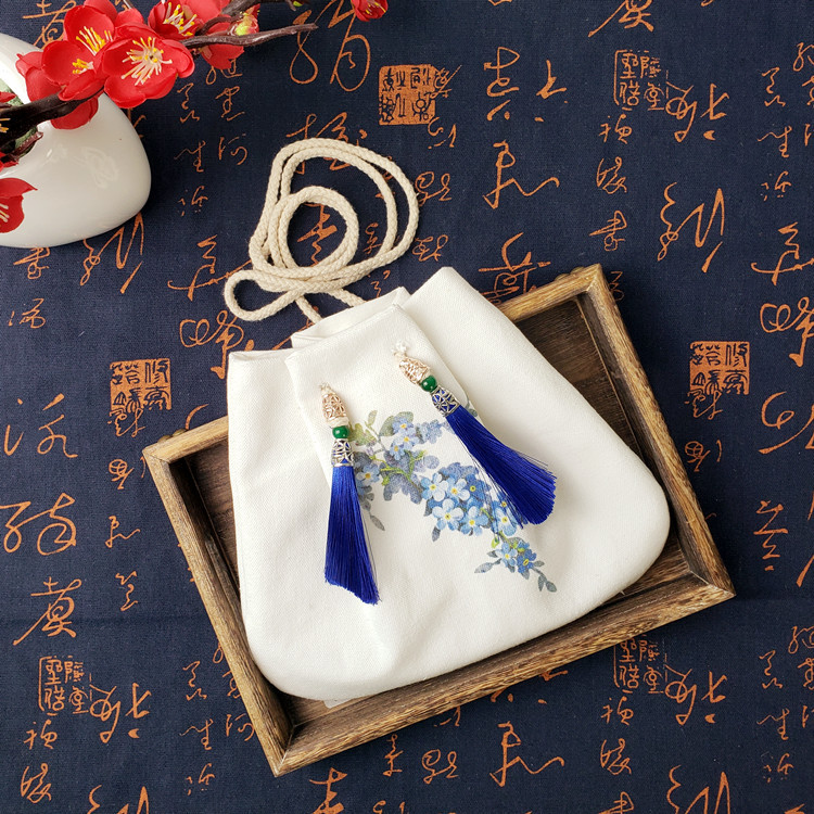 新款印花图案古风汉服包斜挎包单肩包流苏包中国风古代荷包配古装-阿里巴巴