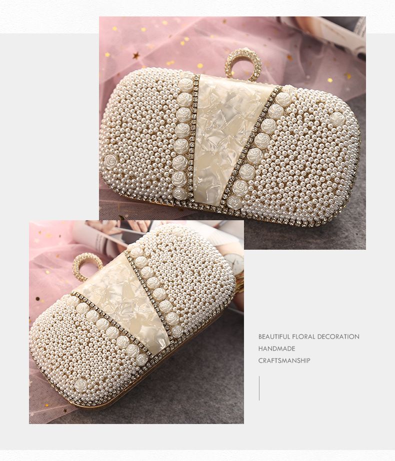 Polyester Flower Pearls Square Evening Bags display picture 1
