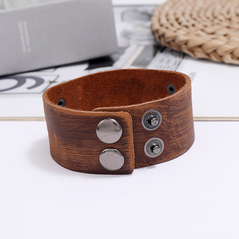 Retro Punk Leather Bracelet display picture 7