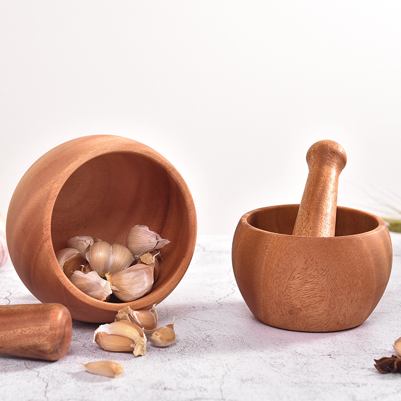 solid wood Daosuan device kitchen Dedicated Garlic is Grinder Pound medicine Wood mortar Complementary food Mash Manufactor Direct selling