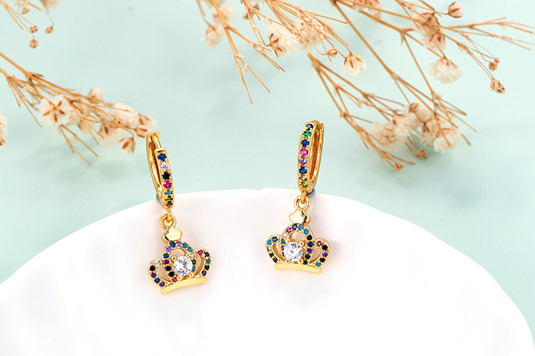 European And American Fashion Colorful Zircon Earrings A Variety Of Creative Personality Pineapple Cactus Earrings Diy Ear Studs Earrings For Women display picture 12