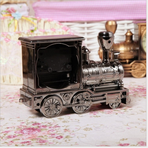 Creative antique locomotive alarm clock, student fashion plastic model alarm clock ornaments, home gift alarm clock wholesale