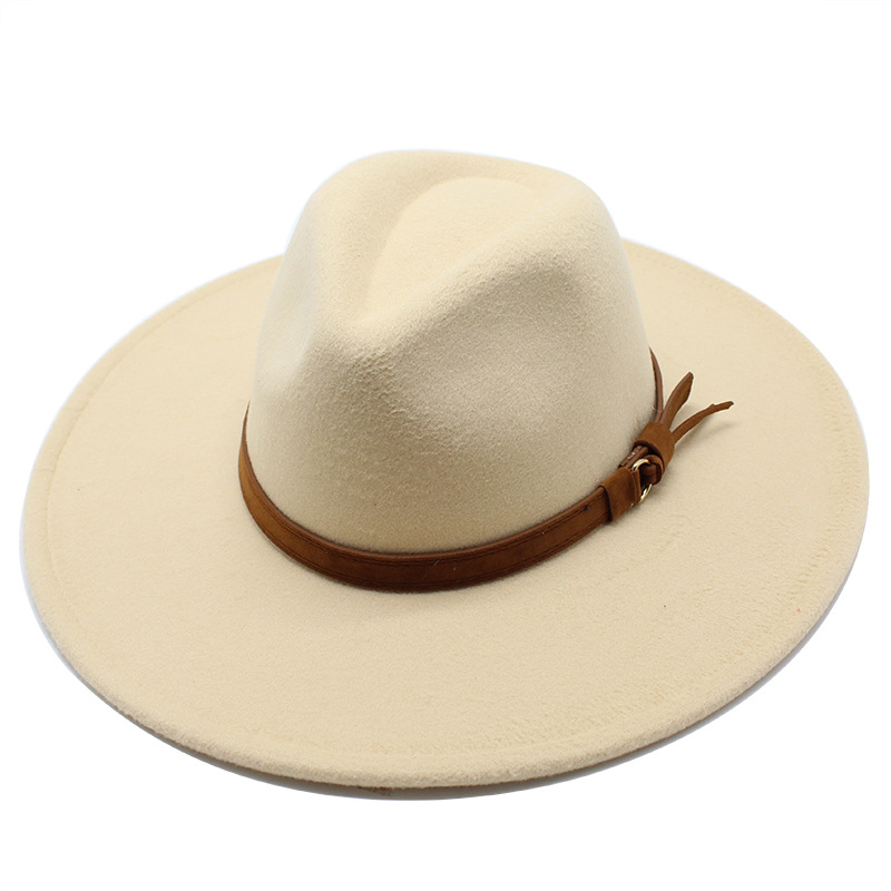 Unisex British Style Solid Color Flat Eaves Fedora Hat display picture 3